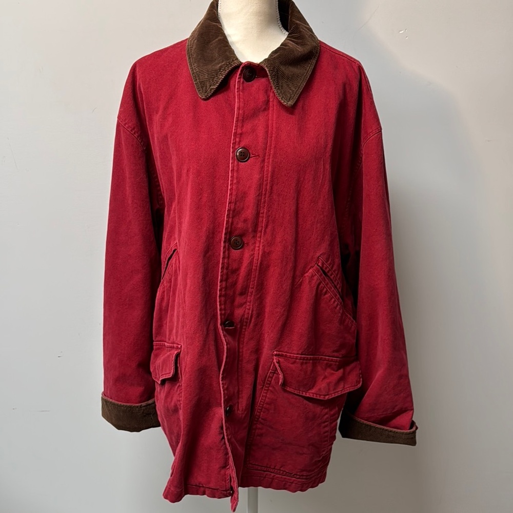 American Eagle Outfitters Red Barn Chore Jacket Red XL Zipper Button Blanket